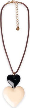 MYA-ACCESSORIES-|-Collana-con-laccio-bronzato-con-pendente-a-doppio-cuore