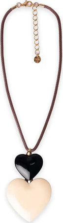 MYA-ACCESSORIES-|-Collana-con-laccio-bronzato-con-pendente-a-doppio-cuore