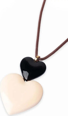 MYA-ACCESSORIES-|-Collana-con-laccio-bronzato-con-pendente-a-doppio-cuore