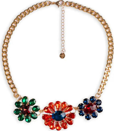 MYA-ACCESSORIES-|-Collana-girocollo-a-catena-con-tre-charms-a-fiori