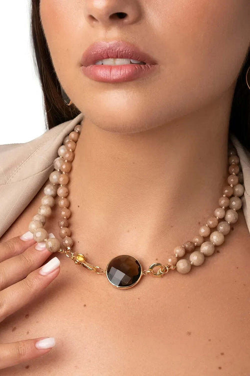 MYA-ACCESSORIES-|-Collana-girocollo-con-doppio-filo-di-pietre-dure