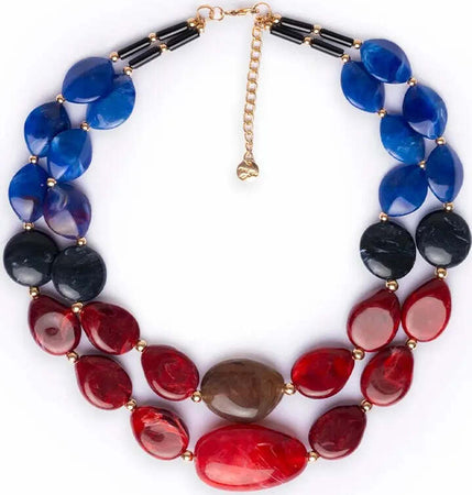 MYA-ACCESSORIES-|-Collana-girocollo-con-due-linee-di-pietre-schiacciate-in-acrilico