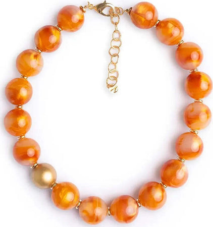 MYA-ACCESSORIES-|-Collana-girocollo-con-sfere-dalle-nuances-arancio