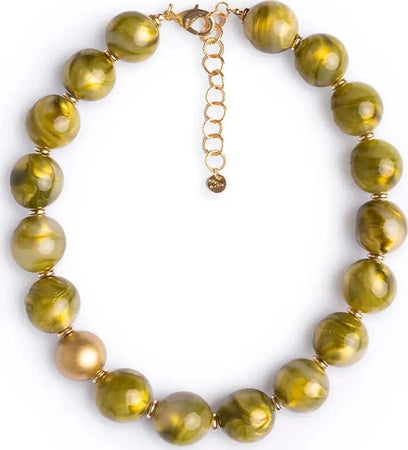MYA-ACCESSORIES-|-Collana-girocollo-con-sfere-dalle-nuances-verde