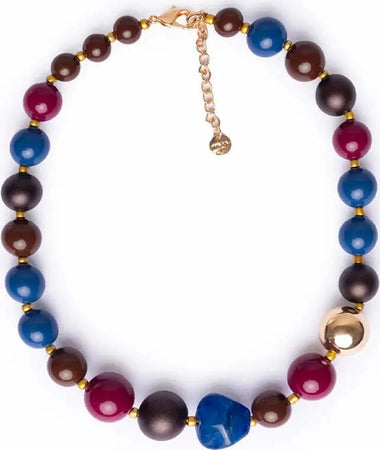 MYA-ACCESSORIES-|-Collana-girocollo-con-sfere-in-acrilico-tono-rosso-e-blu