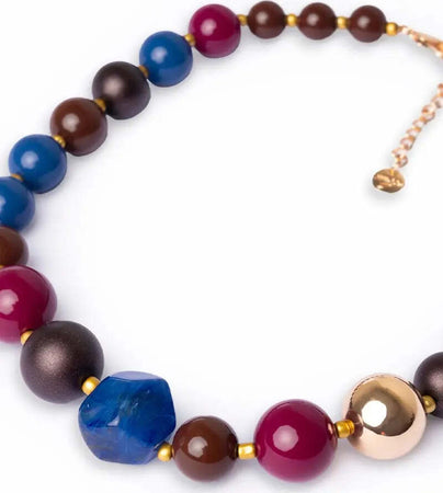 MYA-ACCESSORIES-|-Collana-girocollo-con-sfere-in-acrilico-tono-rosso-e-blu