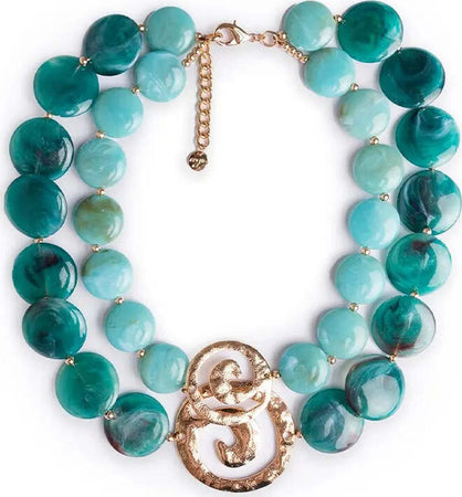 MYA-ACCESSORIES-|-Collana-girocollo-due-linee-con-pietre-in-acrilico-e-inserti-spirale