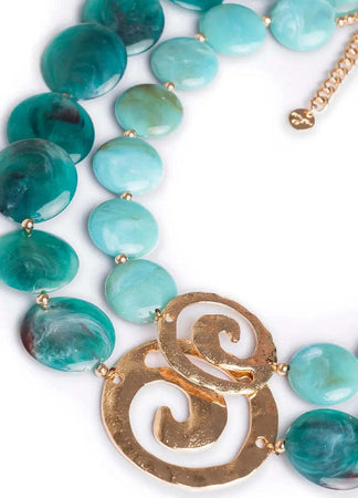 MYA-ACCESSORIES-|-Collana-girocollo-due-linee-con-pietre-in-acrilico-e-inserti-spirale