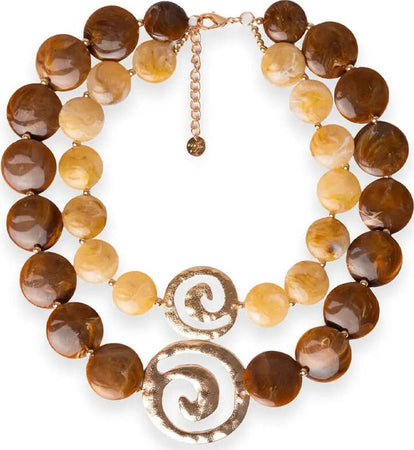 MYA-ACCESSORIES-|-Collana-girocollo-due-linee-con-pietre-in-acrilico-e-inserti-spirale