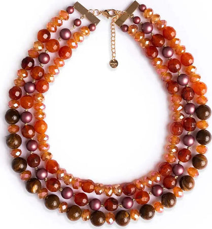 MYA-ACCESSORIES-|-Collana-girocollo-multilinee-in-acrilico-arancio