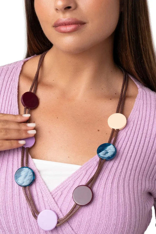 MYA-ACCESSORIES-|-Collana-laccio-bronzato-con-inserti-circolari-in-acrilico