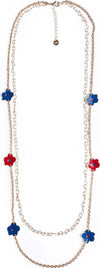 MYA-ACCESSORIES-|-Collana-lunga-a-catena-doppio-filo-con-fiori-smaltati