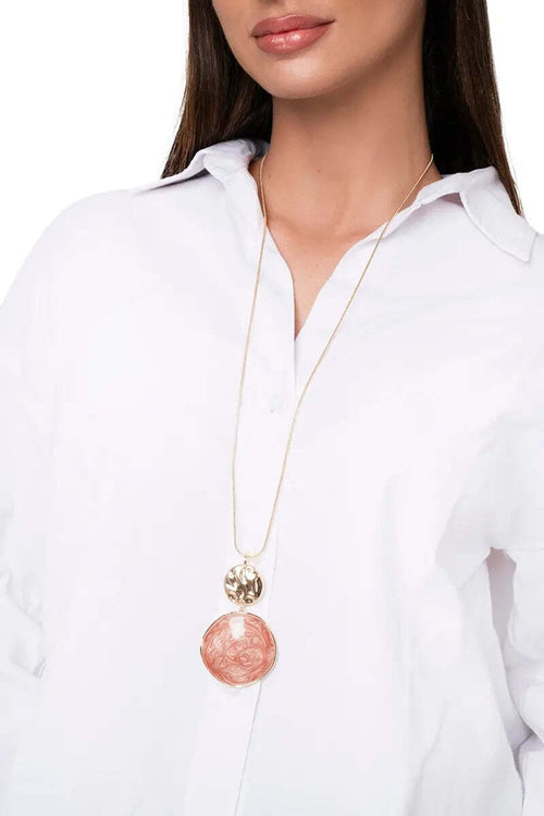 MYA-ACCESSORIES-|-Collana-lunga-con-pendente-circolare-marmorizzato