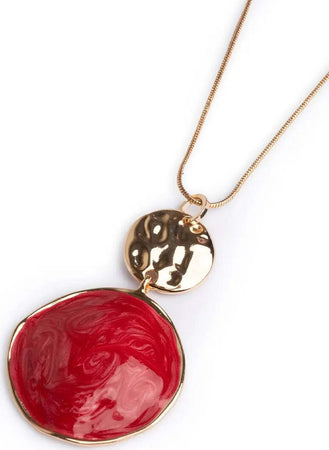 MYA-ACCESSORIES-|-Collana-lunga-con-pendente-circolare-marmorizzato