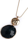 MYA-ACCESSORIES-|-Collana-lunga-con-pendente-circolare-marmorizzato