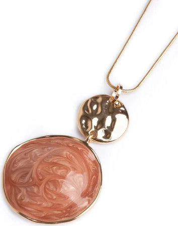 MYA-ACCESSORIES-|-Collana-lunga-con-pendente-circolare-marmorizzato