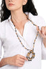 MYA-ACCESSORIES-|-Collana-lunga-in-tessuto-con-pendente-con-microcristalli-in-vetro