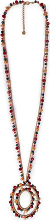 MYA-ACCESSORIES-|-Collana-lunga-in-tessuto-con-pendente-con-microcristalli-in-vetro
