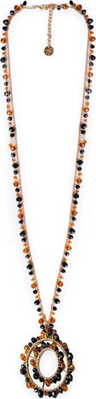 MYA-ACCESSORIES-|-Collana-lunga-in-tessuto-con-pendente-con-microcristalli-in-vetro