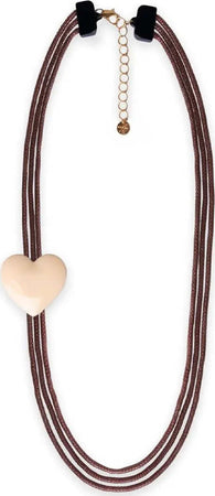 MYA-ACCESSORIES-|-Collana-multifilo-con-laccio-bronzato-con-inserto-cuore-in-acrilico