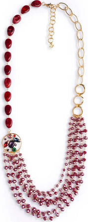 MYA-ACCESSORIES-|-Collana-multifilo-in-metallo-con-pietre-in-acrilico-e-vetro
