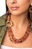 MYA-ACCESSORIES-|-Collana-multilinee-con-sfere-in-acrilico-arancio