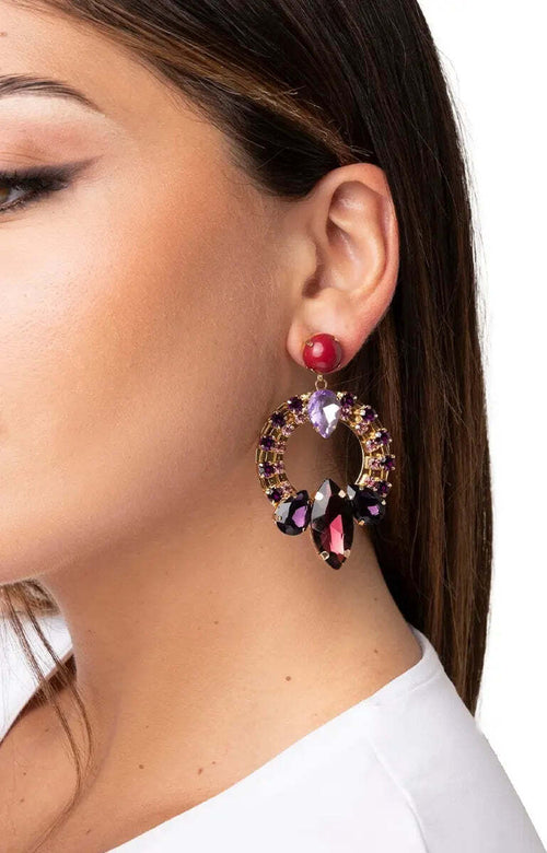 MYA-ACCESSORIES-|-Orecchini-pendenti-base-circolare-in-metallo-con-pietre