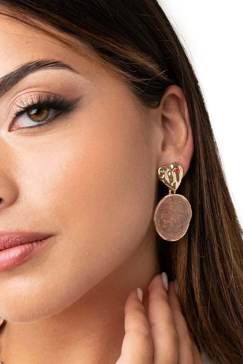 MYA-ACCESSORIES-|-Orecchini-pendenti-placchetta-cuore-cerchio-marmorizzato