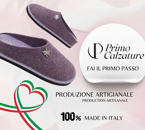Primo Calzature Ciabatte Donna ValGardena Pantofole Invernali da Casa in Lana, Suola in Feltro con Plantare Estraibile