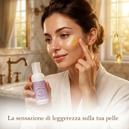 AMBRA D'OLIVA Siero Viso Anti-Età Rigenerante – 75 ml – Con Caviale, Collagene, Coenzima Q10 e Oro – Effetto Levigante e Illuminante