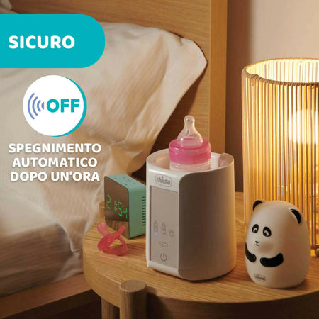 CHICCO Scaldabiberon Portatile da Viaggio e Scalda Pappa con 3 Programmi e Spegnimento Automatico, Scalda in Modo Graduale, Anche per Vasetti e Latte Materno, Mantiene il Calore, 220W, Bianco