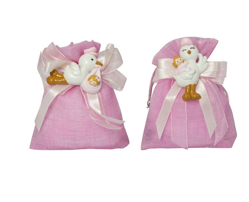 Magnete cicogna con bimba  Resina Nascita Bimba Harmony