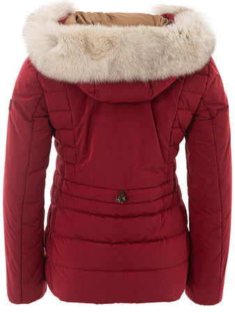 Peuterey Giubbino Imbottito Bordeaux con Collo Pelliccia da donna
