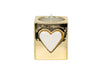 Portacandela dorato Harmony con cuore bianco e candela inclusa, bomboniera in porcellana con scatolo