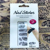 Nail-Art-Stickers-Foglie-Nero-Argento-Glitter-12-Decorazioni-Adesiva-Peel-Off