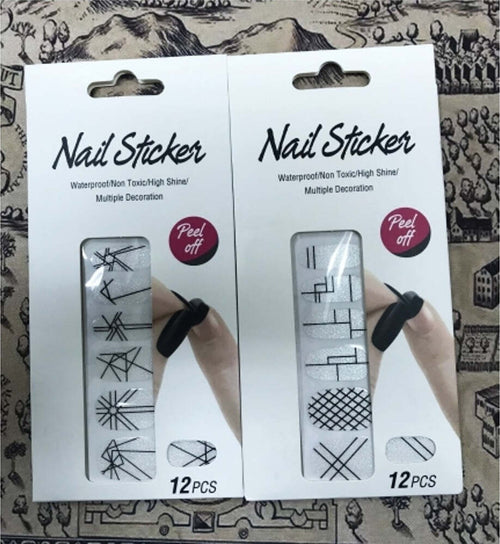 NAIL ART STICKERS GEOMETRICO NERO ARGENTO GLITTER 12 DECORAZIONI ADESIVA UNGHIE Bellezza/Manicure e pedicure/Decorazioni per unghie/Attrezzatura per Nail Art/Strass Trade Shop italia - Napoli, Commerciovirtuoso.it