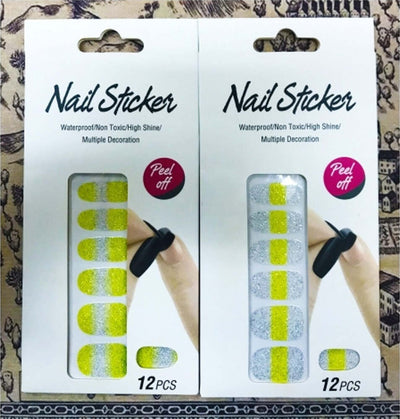 NAIL ART STICKERS GIALLO ARGENTO GLITTER 12 DECORAZIONI ADESIVA PEEL OFF UNGHIE Bellezza/Manicure e pedicure/Decorazioni per unghie/Attrezzatura per Nail Art/Strass Trade Shop italia - Napoli, Commerciovirtuoso.it