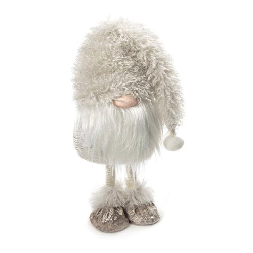 Pupazzo Babbo Natale in piedi in tessuto colore argento h 41 cm