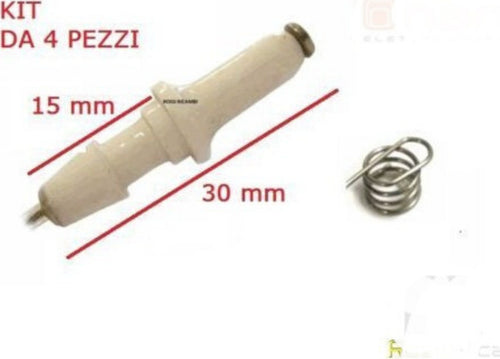 NARDI KIT 4 CANDELETTE ACCENSIONE ELETTRONICA CUCINA PIANO COTTURA 30 mm + MOLLA    - Casa e cucina/Elettrodomestici per la cucina/Accessori e parti di ricambio/Parti di ricambio per fornelli Rossi Ricambi - Venetico Marina, Commerciovirtuoso.it