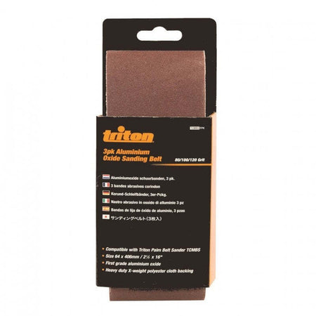 Nastri abrasivi per levigatrice a nastro 3 p.zi misure 64 x 406 mm, grana 80/100/120 triton