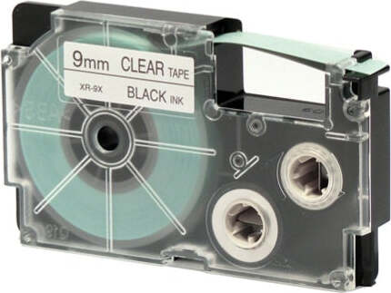 Nastro - 9 mm x 8 mt - nero-trasparente - Casio Cancelleria e prodotti per ufficio/Elettronica per ufficio/Accessori/Accessori per etichettatrici Eurocartuccia - Pavullo, Commerciovirtuoso.it