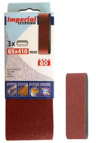 NASTRO ABRASIVO MM 65 X 410 Grana 60 - 3 pezzi per levigatrice Imperial