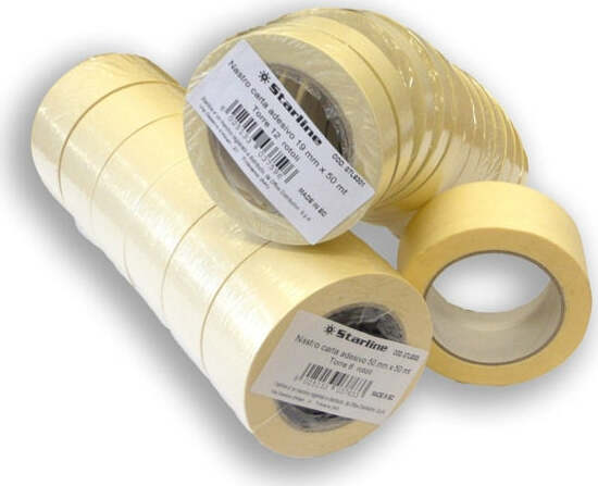 Nastro adesivo in carta - 19 mm x 50 m - beige - Starline [multipack] 12 pezzi Fai da te/Pitture trattamenti per pareti e utensili/Strumenti e attrezzi per verniciatura/Materiali di preparazione/Nastro/Nastro per mascheratura Eurocartuccia - Pavullo, Commerciovirtuoso.it