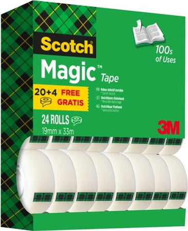Nastro adesivo Magic 810 - permanente - 19 mm x 33 mt - trasparente - Scotch - Promo Pack 20+4 nastri Cancelleria e prodotti per ufficio/Archivio ufficio e accessori per scrivania/Nastri colle elastici e graffette/Adesivi e colle/Colle Eurocartuccia - Pavullo, Commerciovirtuoso.it