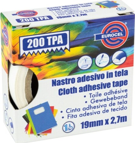 Nastro adesivo telato TPA 200 - 19 mm x 2 7 mt - rosso - Eurocel Fai da te/Pitture trattamenti per pareti e utensili/Strumenti e attrezzi per verniciatura/Materiali di preparazione/Nastro/Nastro per mascheratura Eurocartuccia - Pavullo, Commerciovirtuoso.it