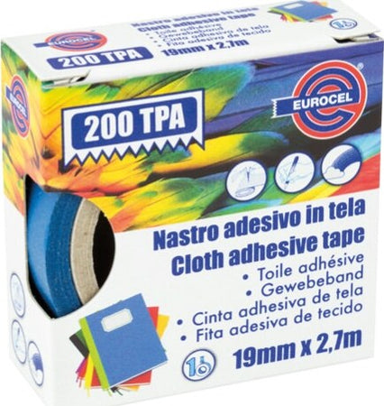 Nastro adesivo telato TPA 200 - 19mm x 2 7 mt - blu - Eurocel Fai da te/Pitture trattamenti per pareti e utensili/Strumenti e attrezzi per verniciatura/Materiali di preparazione/Nastro/Nastro per mascheratura Eurocartuccia - Pavullo, Commerciovirtuoso.it