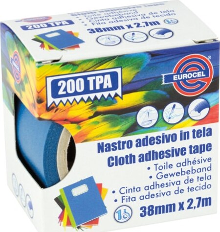Nastro adesivo telato TPA 200 - 38 mm x 2 7 mt - blu - Eurocel Fai da te/Pitture trattamenti per pareti e utensili/Strumenti e attrezzi per verniciatura/Materiali di preparazione/Nastro/Nastro per mascheratura Eurocartuccia - Pavullo, Commerciovirtuoso.it