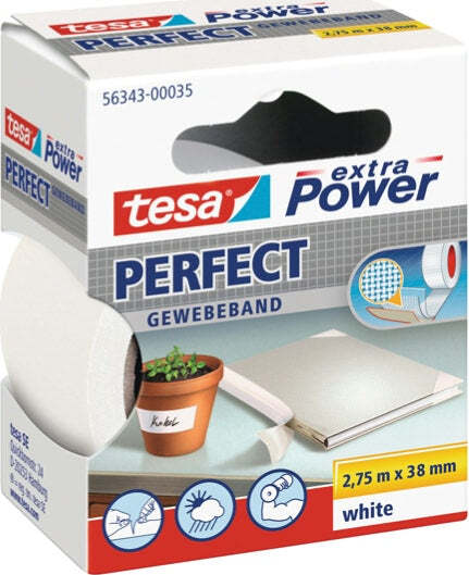 Nastro adesivo telato XP Perfect - 38 mm x 2 7 m - bianco - Tesa Fai da te/Pitture trattamenti per pareti e utensili/Strumenti e attrezzi per verniciatura/Materiali di preparazione/Nastro/Nastro per mascheratura Eurocartuccia - Pavullo, Commerciovirtuoso.it