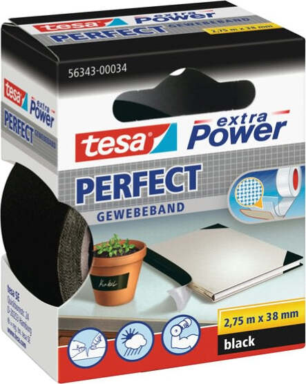 Nastro adesivo telato XP Perfect - 38 mm x 2 7 m - nero -Tesa Fai da te/Pitture trattamenti per pareti e utensili/Strumenti e attrezzi per verniciatura/Materiali di preparazione/Nastro/Nastro per mascheratura Eurocartuccia - Pavullo, Commerciovirtuoso.it