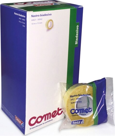 Nastro biadesivo - 10 mt x 15 mm - trasparente - Comet [multipack] 10 pezzi Fai da te/Ferramenta/Adesivi e sigillanti/Nastro adesivo/Nastro di montaggio Eurocartuccia - Pavullo, Commerciovirtuoso.it